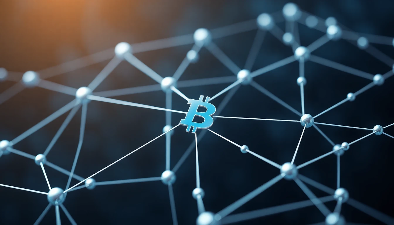 Visualisierung eines Distributed Ledger-Netzwerks mit verbundenen Knoten.