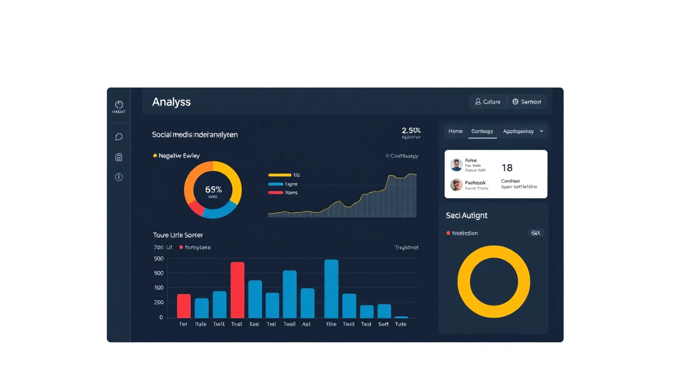 Dashboard mit Social Media Stimmungsanalyse, das positive und negative Indikatoren anzeigt.