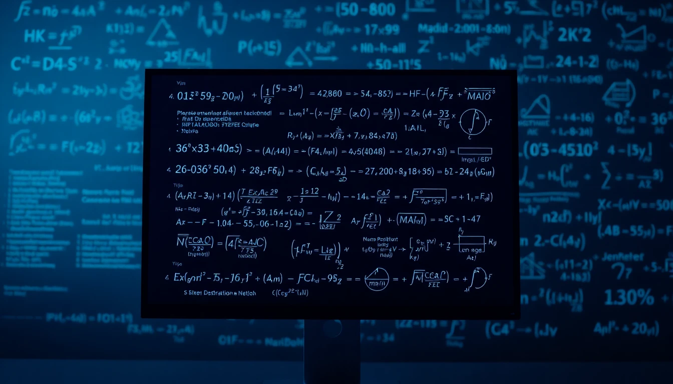Mathematische Formeln und Algorithmen auf einem dunklen Computerbildschirm.